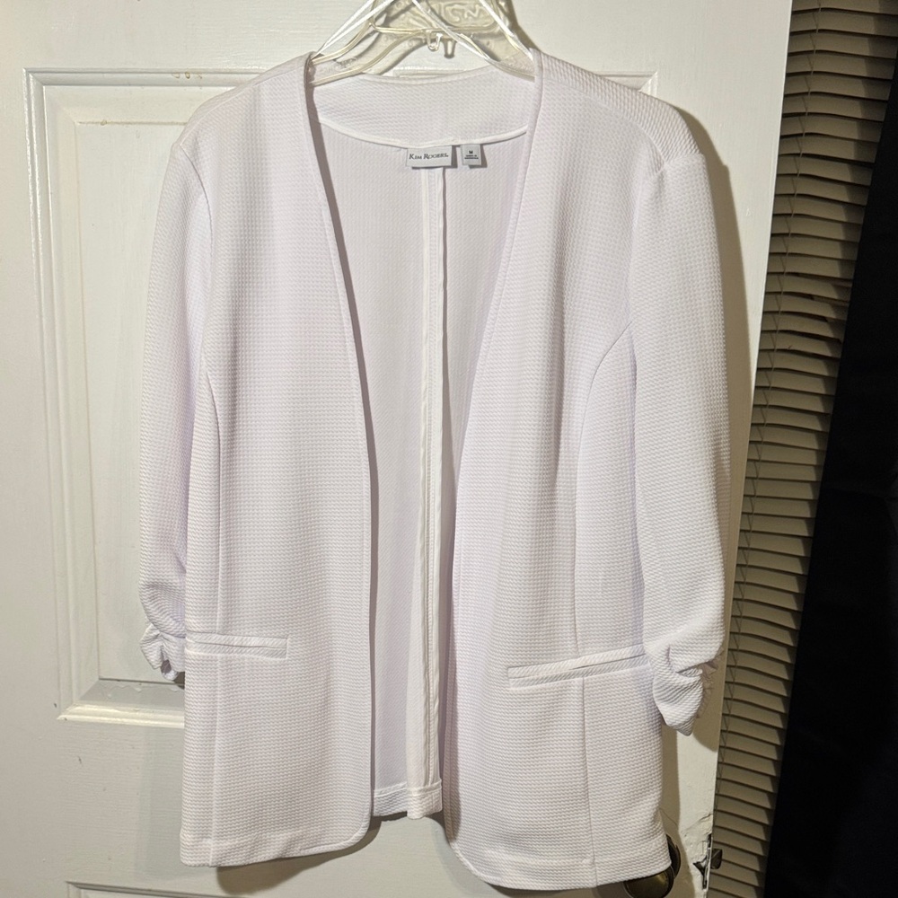 NWT Kim Rogers Medium White Open-Front Blazer